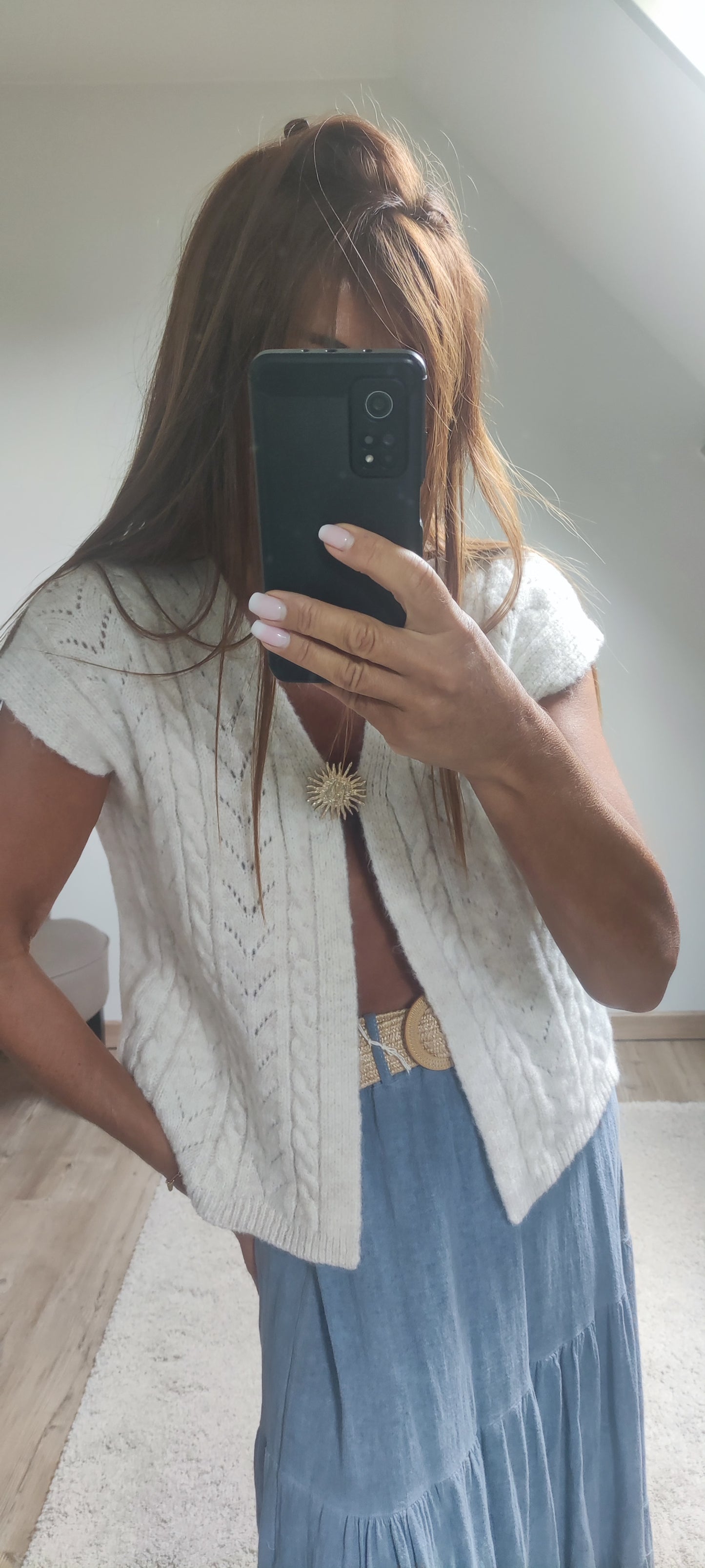 GILET EN LAINE-BLANC