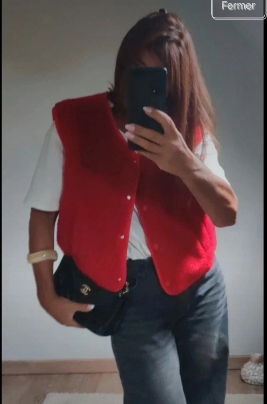 JOHANNA ROUGE-VESTE SANS MANCHES